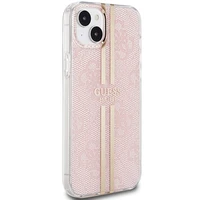Guess IML 4G Gold Stripe viedtālruņa apvalks iPhone 15 Plus / 14 Plus - rozā