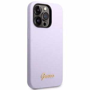 Guess GUHCP14LSLSMU iPhone 14 Pro 6.1 "violets/violets cietais apvalks Silikona Vintage Gold Logo