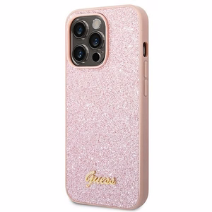 Guess Glitter Script viedtālruņa apvalks iPhone 14 Pro Max - rozā