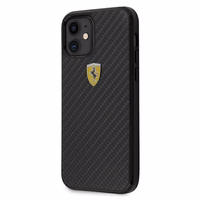 Ferrari FERCAHCP12SBK iPhone 12 mini 5.4" melns/melns cietais apvalks On Track Real Carbon