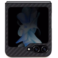 BMW ādas apvalks ar oglekļa šķiedru Samsung Galaxy Z Flip 5 - melns