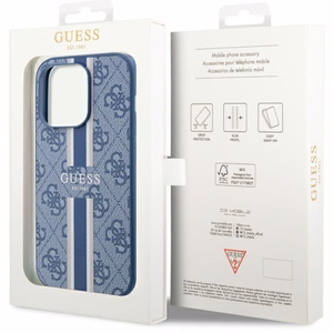 Guess GUHMP14LP4RPSB iPhone 14 Pro 6.1" zila/zila cietais apvalks 4G Printed Stripes MagSafe