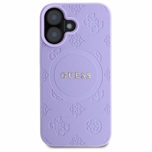 Guess Saffiano peonijas klasiskā logotipa magnētiskais viedtālruņa apvalks iPhone 16 - violeta