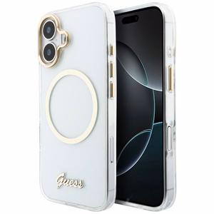 Guess IML Script Metal MagSafe Maciņš for iPhone 17 - caurspīdīgs