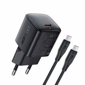 Lādētājs Acefast A118 30W GaN USB-C + USB-C uz USB-C kabelis 1.2m melns