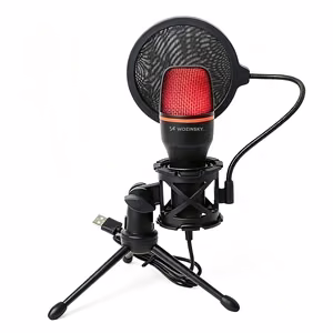 Wozinsky Studio Gaming USB datora mikrofons ar RGB izgaismotu statīvu – melns