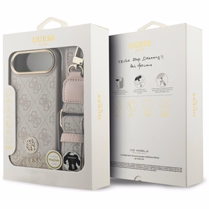 Guess 4G Strass Logo & Big Strap Metal Buttons Magnētiskais viedtālruņa apvalks iPhone Air - rozā