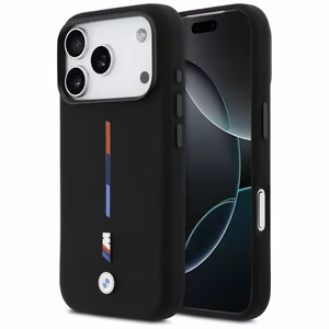 BMW M Silicon Tricolor Line MagSafe чехол iPhone 17 Pro - черный