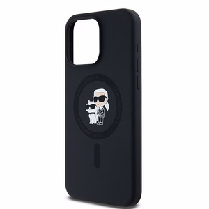 Karl Lagerfeld Silikona Karl&Choupette Ring MagSafe viedtālruņa apvalks iPhone 15 Pro Max - melns