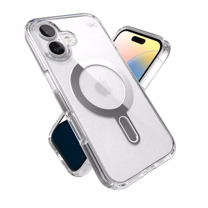 Speck Presidio Perfect-Clear vāciņš ar MagSafe un ClickLock iPhone 16 tālrunim, Clear/Chrome