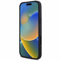 Karl Lagerfeld HC 3D Gumijas Pagarināts Spīdīgs iPhone 16 Pro viedtālruņa apvalks - melns