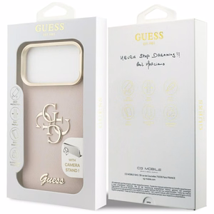 Guess Grained Big 4G & Stand Camera Case for iPhone 17 Pro Max - Pink