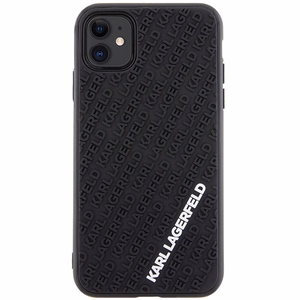 Karl Lagerfeld KLHCN613DMKRLK iPhone 11 / Xr 6.1" melns/melns cietais apvalks 3D Gumijas Multi Logotips