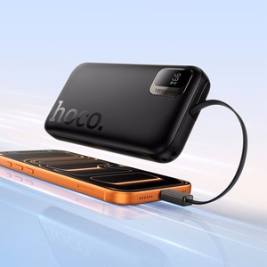 Portatīvais lādētājs Hoco 10000 mAh QC PD 20W ar izvelkamu USB C kabeli Q51 melns