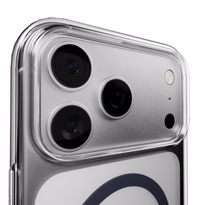 Puro Lite Mag TPU+PC viedtālruņa apvalks saderīgs ar MagSafe iPhone 17 Pro - caurspīdīgs ar zilu gredzenu