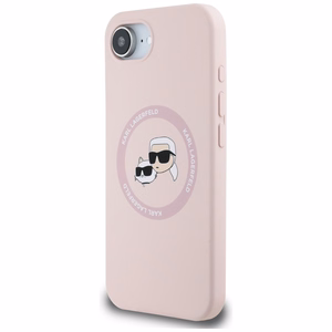 Karl Lagerfeld silikona Karl&Choupette galvu Magnētiskais viedtālruņa apvalks iPhone 16e - rozā