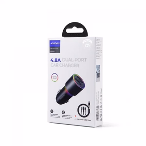 Car Charger Joyroom "JR-CL10" Black 24W (2xUSB / with LED Lighting) + "3in1" universal cable