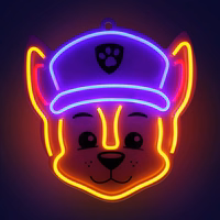 Hanging neon LED Paw Patrol on plexiglass - Chase OW-130346
