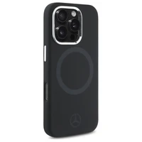 Mercedes silikona tonālais logotips Magnētiskais viedtālruņa apvalks iPhone 16 Pro Max - melns