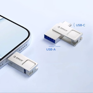 Orico U301 USB zibatmiņa, 128 GB, USB-A/USB-C, USB 3.2 Gen 1, sudraba krāsā