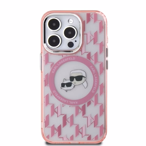Karl Lagerfeld IML Monogramma Karl & Choupette Galva Magnētiskais Viedtālruņa apvalks iPhone 15 Pro - rozā