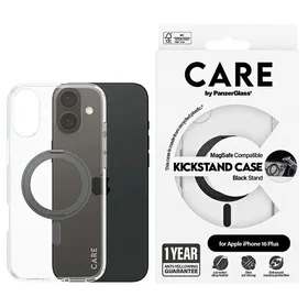 CARE by PanzerGlass Funkcionālais viedtālruņa apvalks ar statīvu iPhone 16 Plus 6.7" melns/melns Magnētiskais 1323