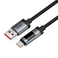 Kabelis USB A uz USB C Hoco PD 6A 240W 1,2 m U148 ar digitālo indikatoru - melns