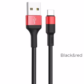 Kabelis USB A uz USB C Hoco 2A 1 m X26 melns un sarkans