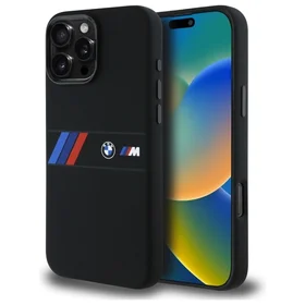 BMW Silikona Vidējā Svītra Magnētiskais viedtālruņa apvalks iPhone 16 Pro Max - melns