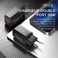 Lādētājs Essager "Journey" Melns 30W (PD / QC3.0)