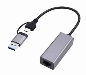 Gembird A-USB3AC-LAN-01 USB 3.1 + type-C Gigabit network adapter, space pelēks