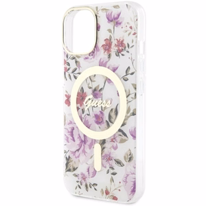 Guess GUHMP14MHCFWST iPhone 14 Plus 6.7" caurspīdīgs cietais apvalks Zieds Magnētiskais