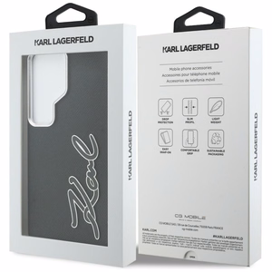 Karl Lagerfeld maciņš Grained Signature Metal Resin Logo Samsung Galaxy S26 Ultra melns