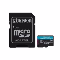 Kingston atmiņas karte 1TB microSDXC Canvas Go Plus Gen4 200MB/s A2 U3 V30 + adapteris