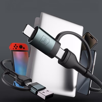 3mk Hyper Cable N-SERIES 2 in 2 USB-A / USB-C un USB-C / Lightning 1,2 m QC 3.0 9V/2A 60W - melns