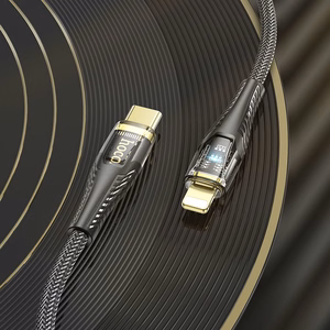 Kabelis USB C uz Lightning Hoco PD 27W 1,2 m U121 melns caurspīdīgs