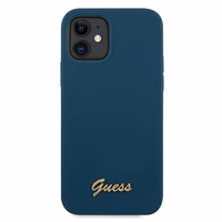 Guess GUHCP12SLSLMGBL iPhone 12 mini 5.4" zils/zils cietais apvalks Metal Logo Script