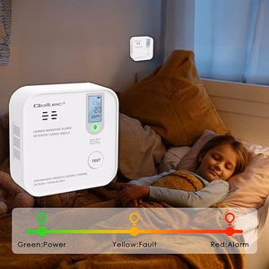 Qoltec 52577 Bezvadu oglekļa monoksīda (CO) sensors ar bateriju | sensora kalpošanas laiks 10 gadi | trauksme 85dB | LED