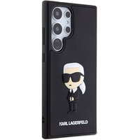 Karl Lagerfeld 3D gumijas Ikonik viedtālruņa apvalks Samsung Galaxy S24 Ultra - melns