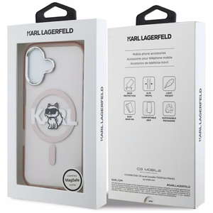 KARL LAGERFELD viedtālruņa apvalks IPHONE 17 ar MagSafe saderīgs (IML Choupette zīmējuma logotipu) - rozā
