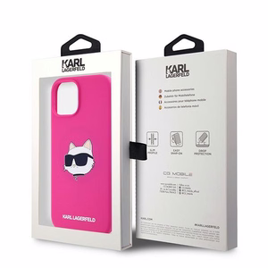 Karl Lagerfeld Silikona Choupette Head Magnētiskais viedtālruņa apvalks iPhone 15 Plus / 14 Plus – rozā