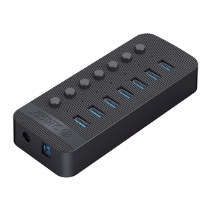 Orico CT2U3-7AB 7x USB-A 3.0 centrmezgls ar slēdžiem - melns