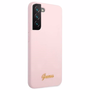 Guess GUHCS22MLSLMGLA S22+ S906 lavandas/lavandas cietais apvalks Silicone Script Metal Logo