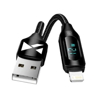 USB-A - Lightning kabelis Wozinsky WUALC2 ar LED ekrānu 2.4A 2m - melns