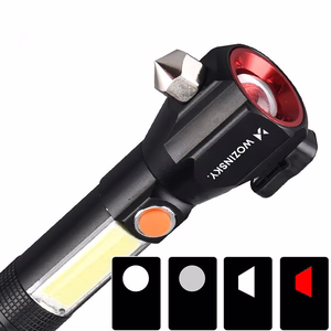 Wozinsky WLR-31 5W 500lm CREE 3-in-1 Multifunction Flashlight with Glass Breaker and Seat Belt Cutter - Black