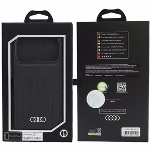 Audi sintētiskās ādas vāciņš modelim iPhone 18 Pro Max / 17 Pro Max, saderīgs ar MagSafe – melns