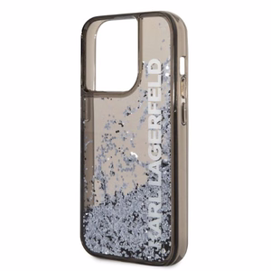 Karl Lagerfeld Liquid Glitter Elong viedtālruņa apvalks iPhone 14 Pro Max - melns