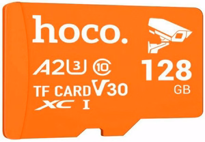 Atmiņas karte microSD 128 GB, klase 10, UH-1, U3, V30, A2, Hoco, oranža