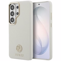 Guess maciņš Rhinestone Round Logo MagSafe priekš Samsung Galaxy S26 Ultra smilškrāsas