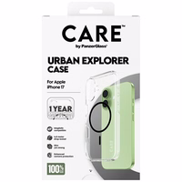 CARE by PanzerGlass Flagship Urban Explorer viedtālruņa apvalks ar melnu MagSafe iPhone 17 - caurspīdīgs